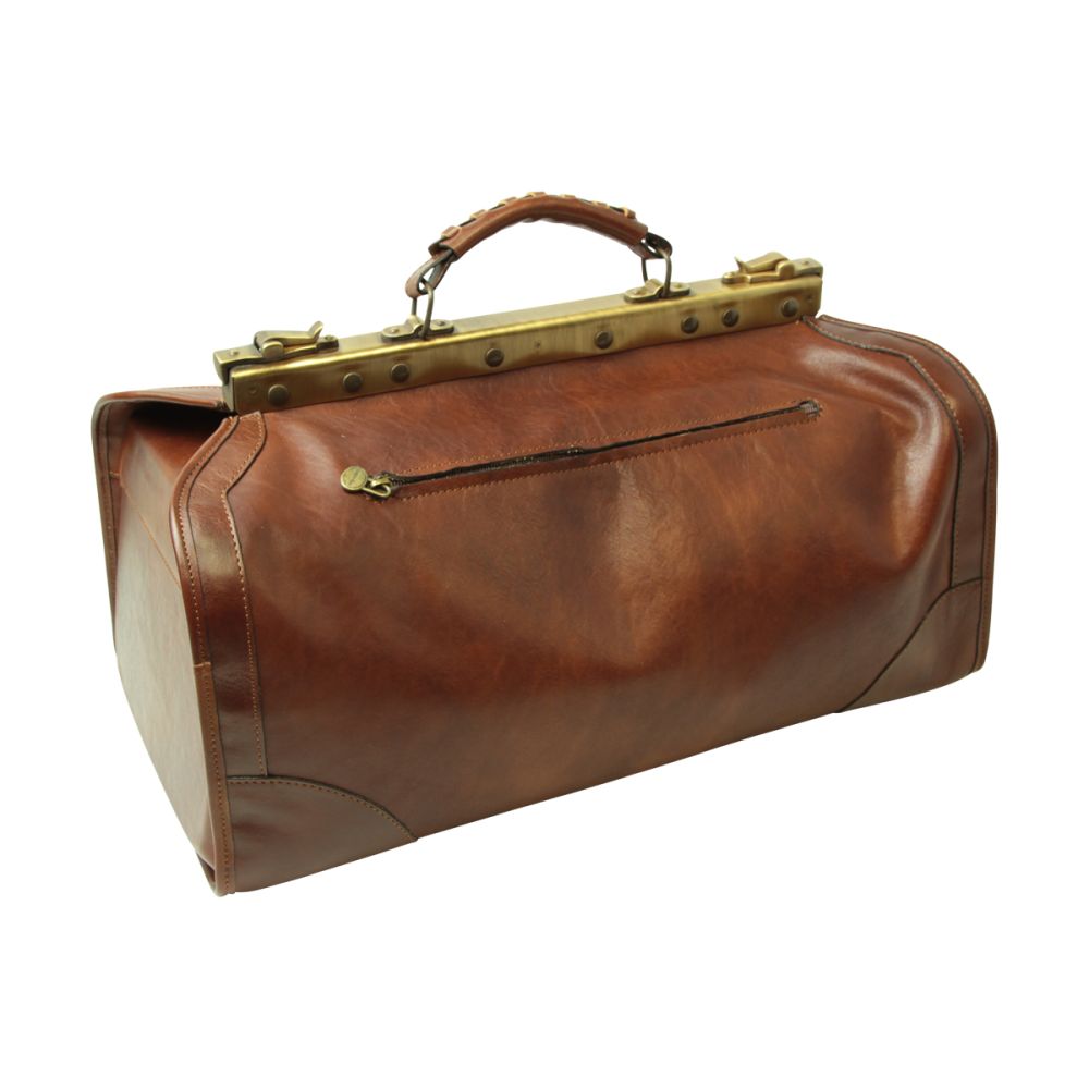 Borsa da Viaggio Old America in Pelle Media Marrone - Old Angler