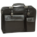 Cartella in pelle nera, valigetta elegante con due tasche esterne e interno foderato in pelle, black leather briefcase.