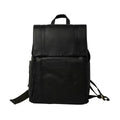 Zaino in pelle per laptop con fascia per trolley- Nero