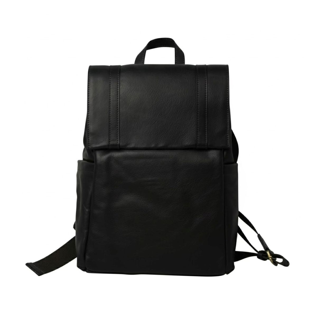 Zaino in pelle per laptop con fascia per trolley- Nero