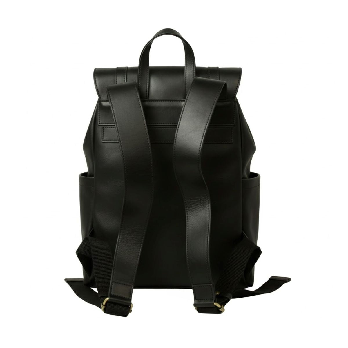 Zaino in pelle per laptop con fascia per trolley- Nero