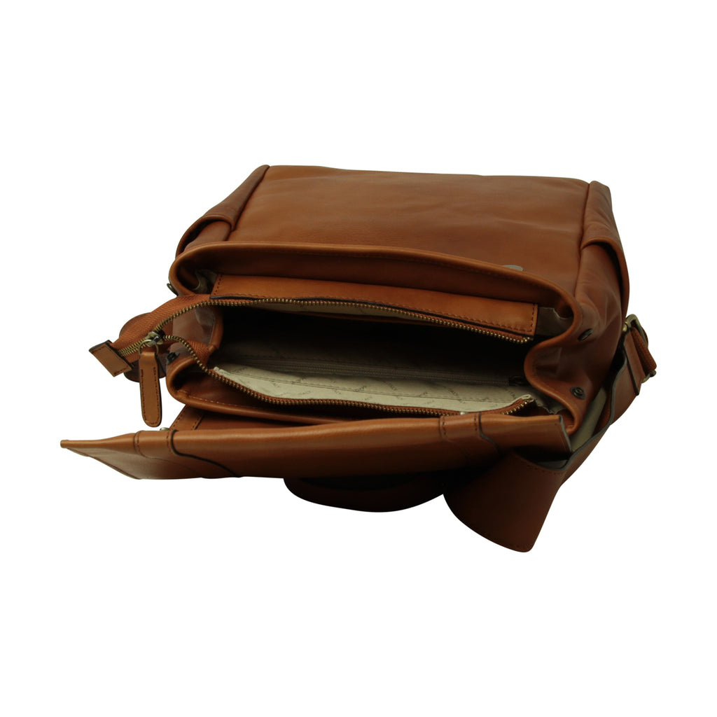 Zaino in pelle per laptop con fascia per trolley-Gold