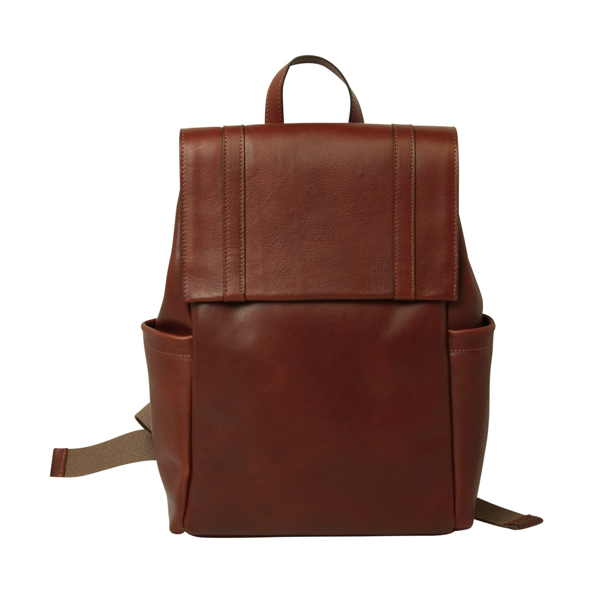 Zaino in pelle per laptop con fascia per trolley- Marrone Mogano