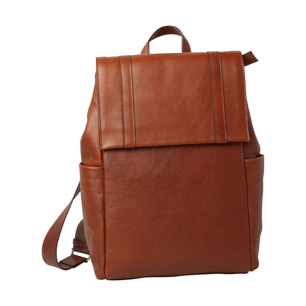 Zaino per laptop in pelle con fascia per trolley-TEAK