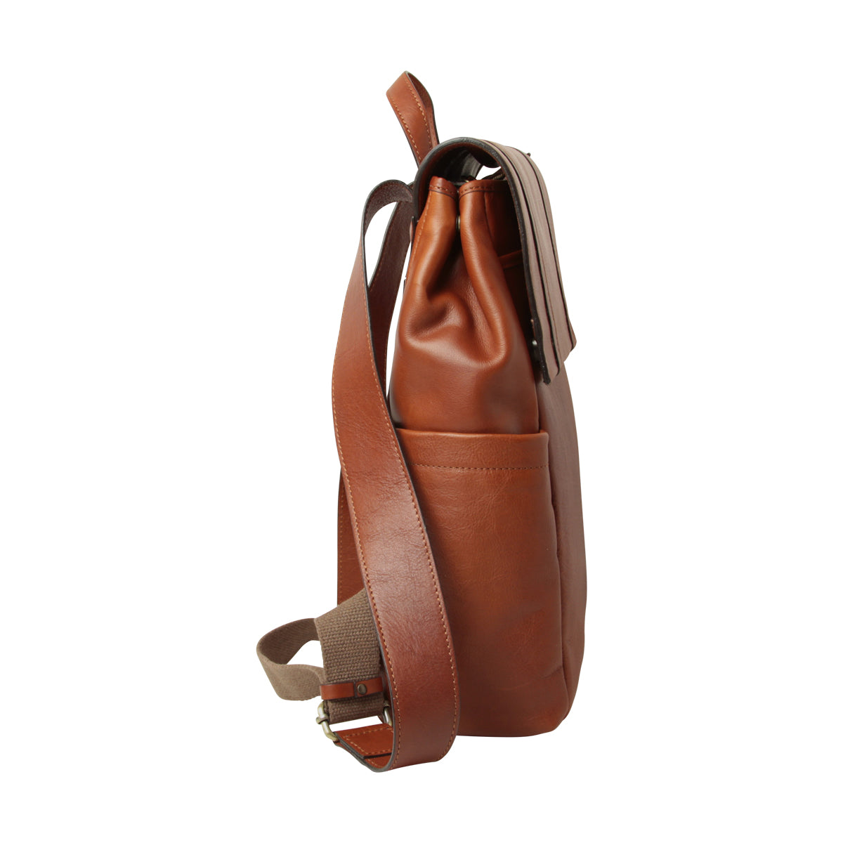 Zaino per laptop in pelle con fascia per trolley-TEAK
