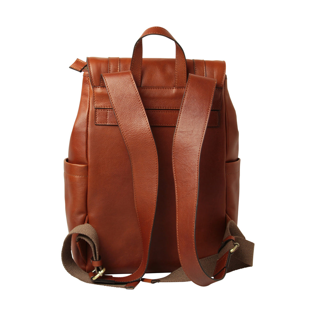 Zaino per laptop in pelle con fascia per trolley-TEAK