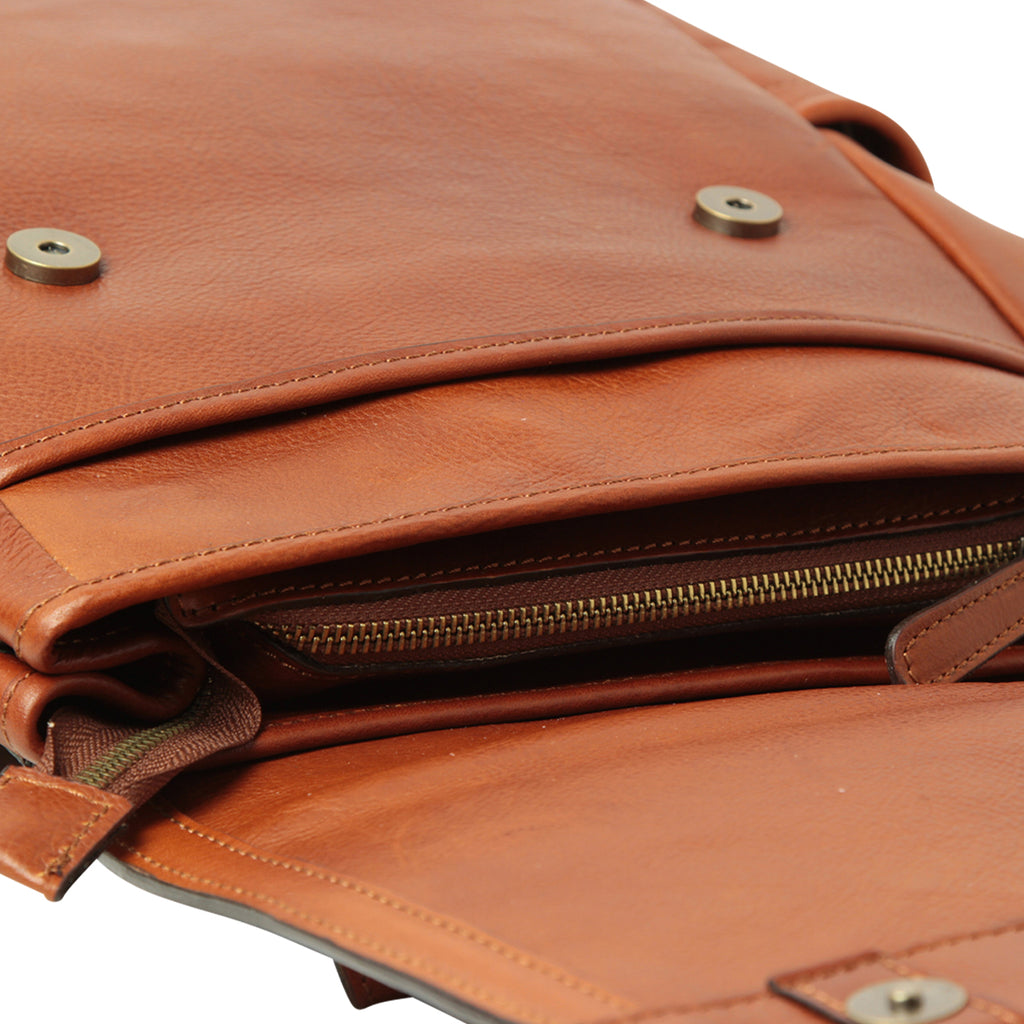Zaino per laptop in pelle con fascia per trolley-TEAK