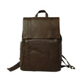 Zaino in pelle per laptop con fascia per trolley- Marrone Scuro