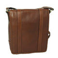 Borsa a tracolla in pelle castagna con anelli metallici e tracolla, Old Angler
