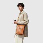 Borsa Uomo a Tracolla in Pelle Vitello Gold - Old Angler