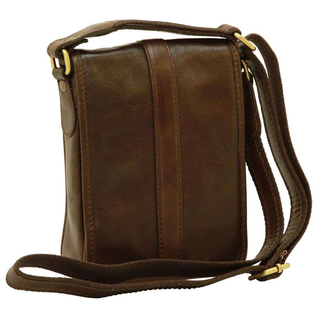 Borsa uomo tracolla in pelle Marrone Scuro