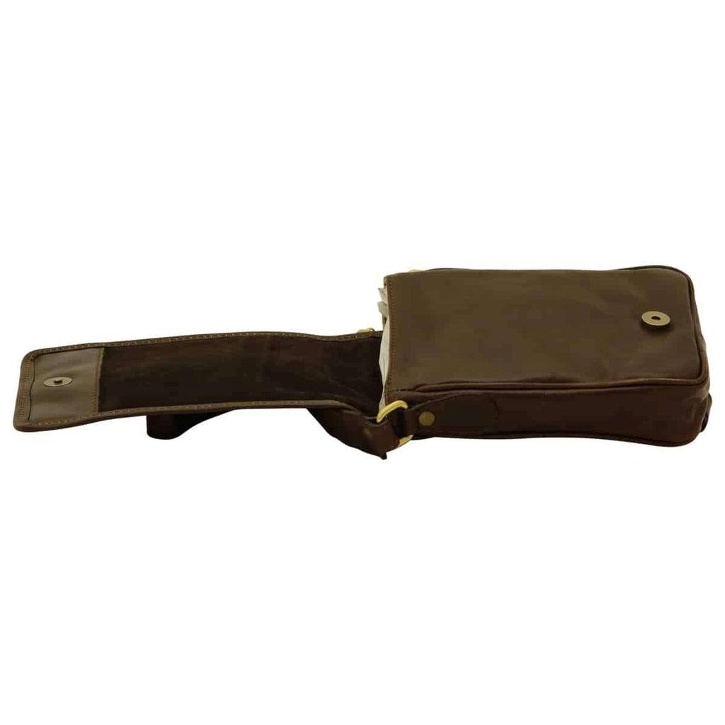 Borsa uomo tracolla in pelle Marrone Scuro
