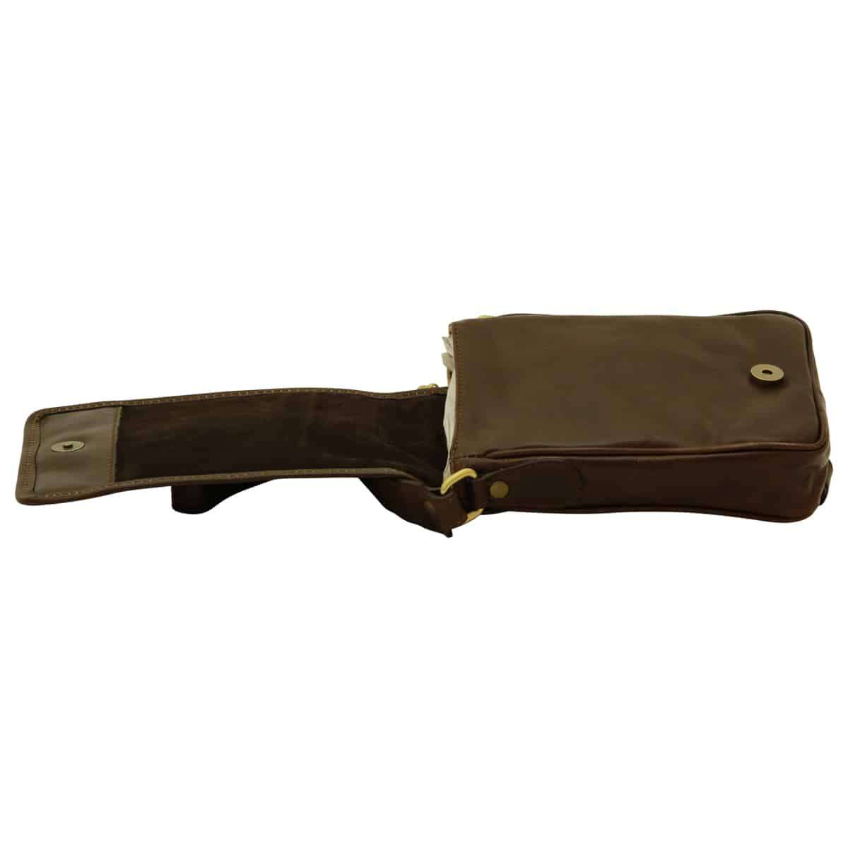 Borsa uomo tracolla in pelle Marrone Scuro