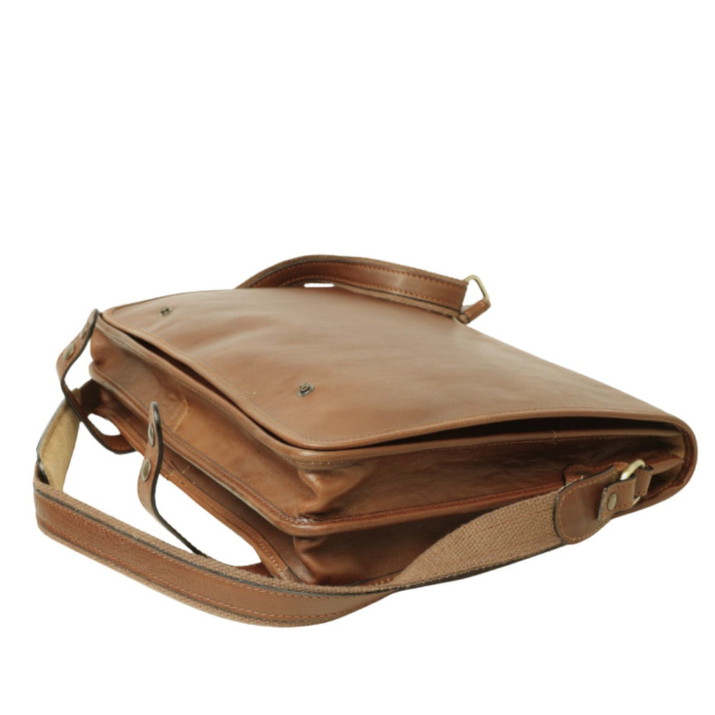 Borsa Messenger in vitello nappato-Castagna