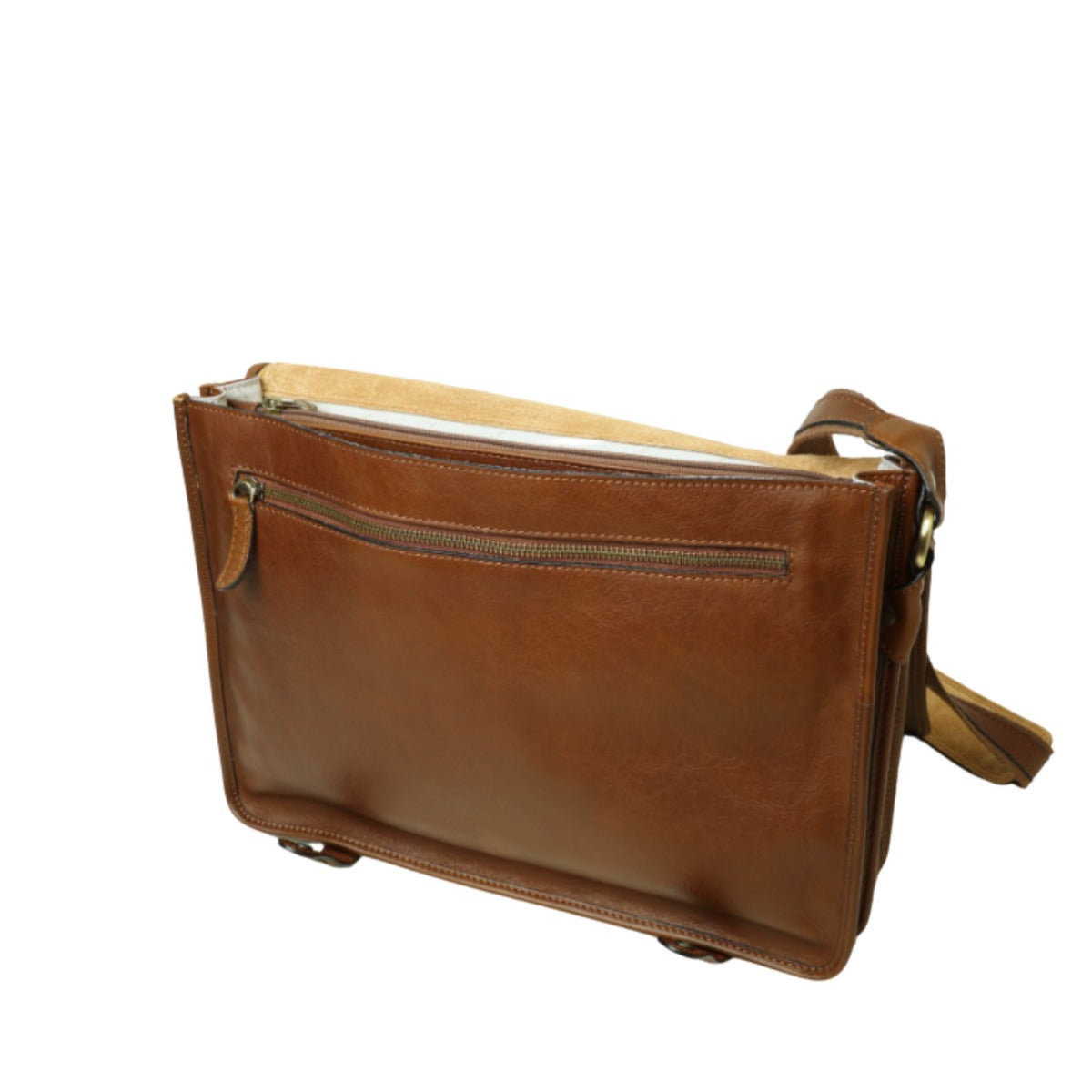 Borsa Messenger in vitello nappato-Castagna