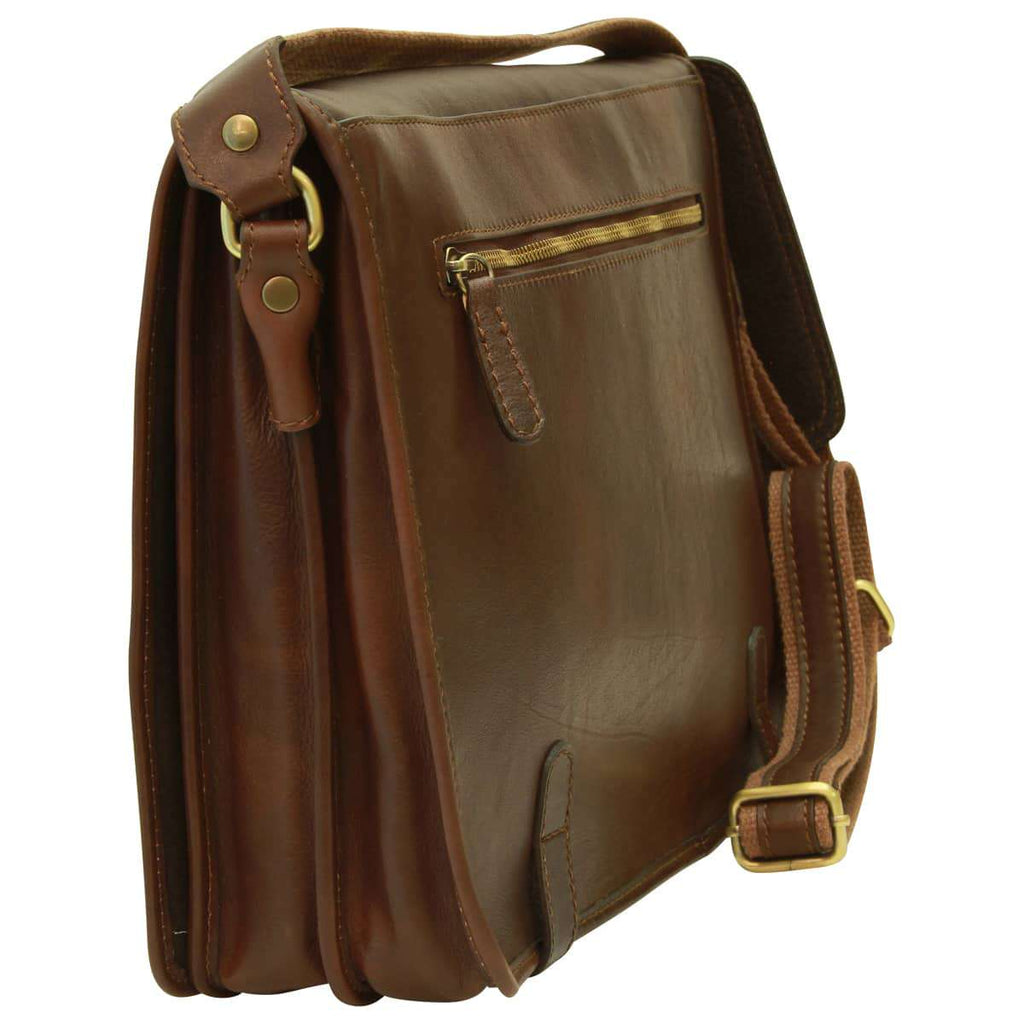 Borsa Messenger in vitello nappato. Marrone Scuro