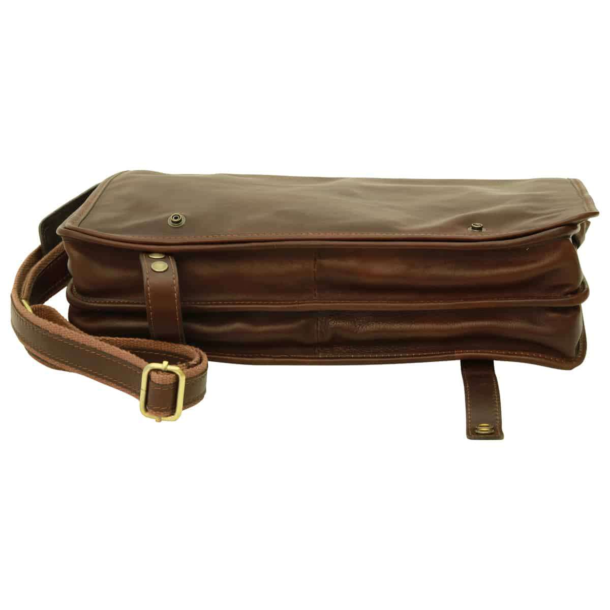 Borsa Messenger in vitello nappato. Marrone Scuro