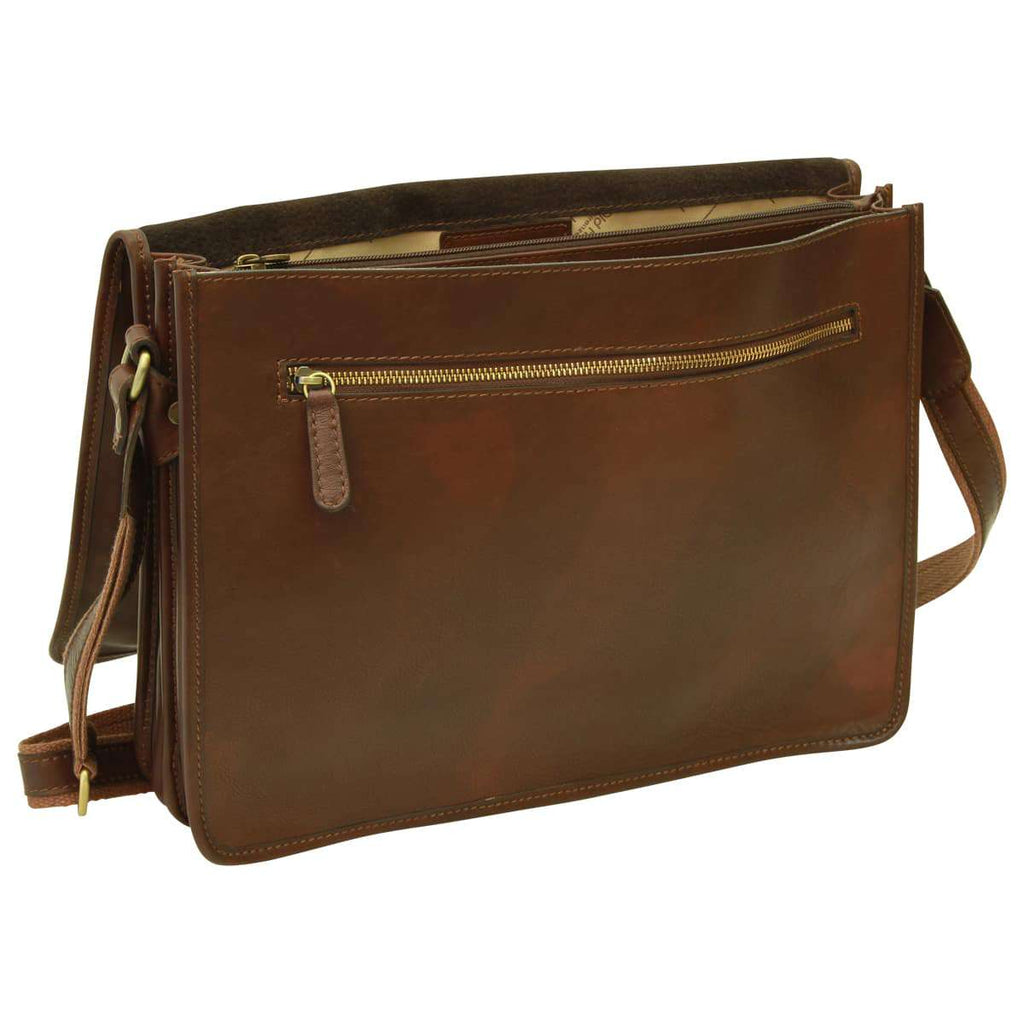 Borsa Messenger in vitello nappato. Marrone Scuro