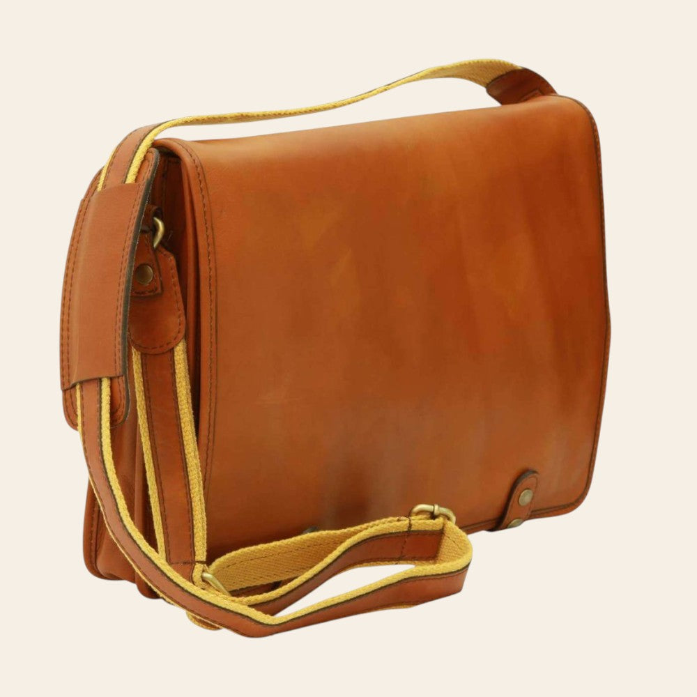 Borsa Messenger in Vitello Nappato Artigianale Gold - Old Angler
