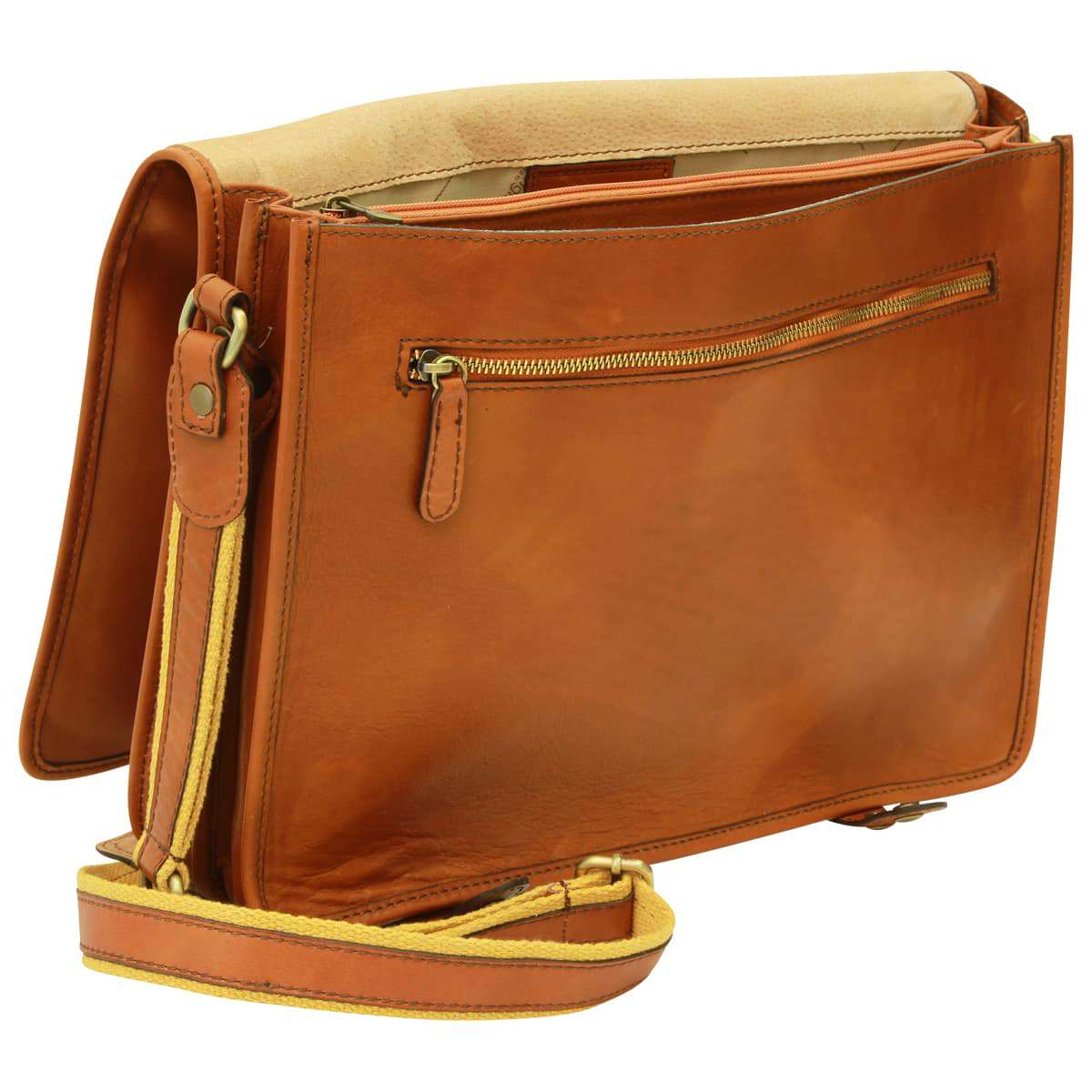 Borsa Messenger in in vitello nappato. Gold