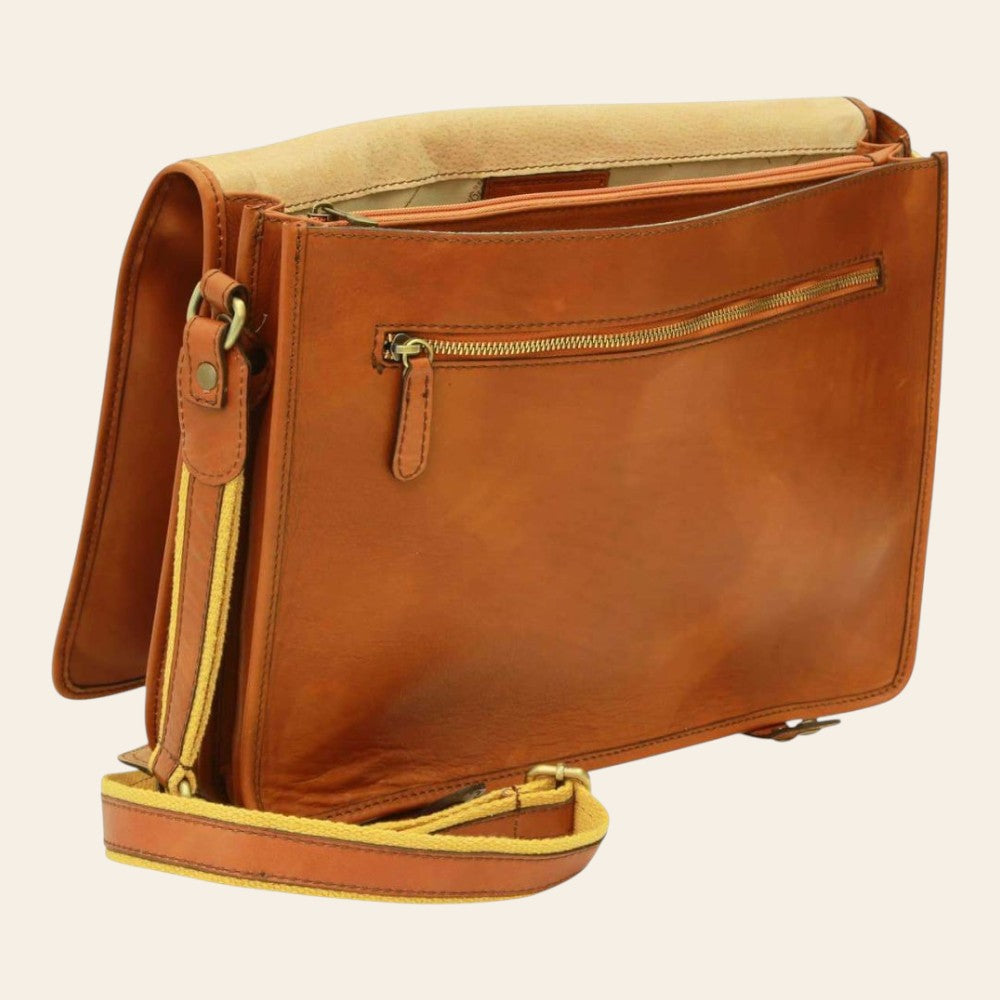 Borsa Messenger in Vitello Nappato Artigianale Gold - Old Angler