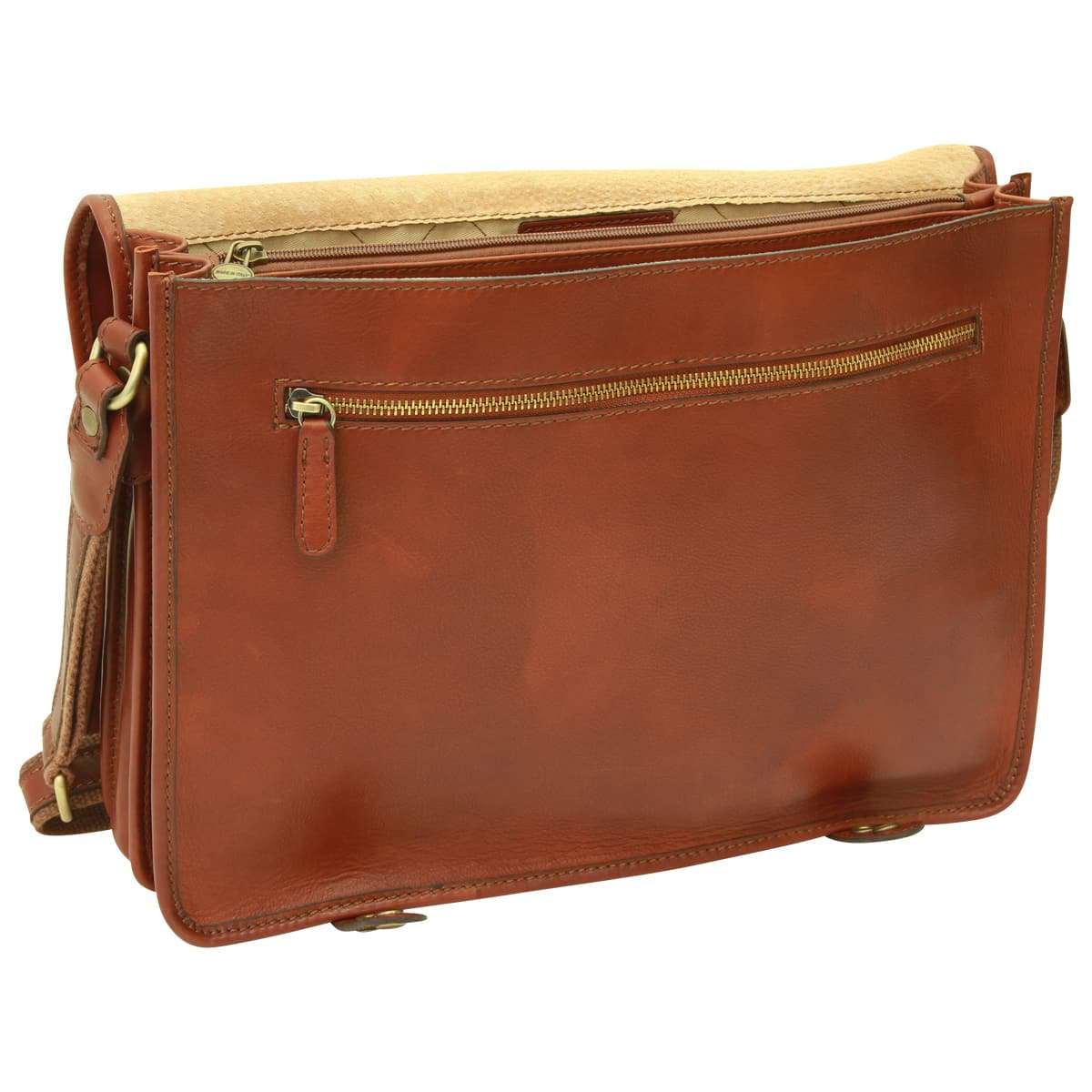 Borsa Messenger in vitello nappato. Marrone  Mogano