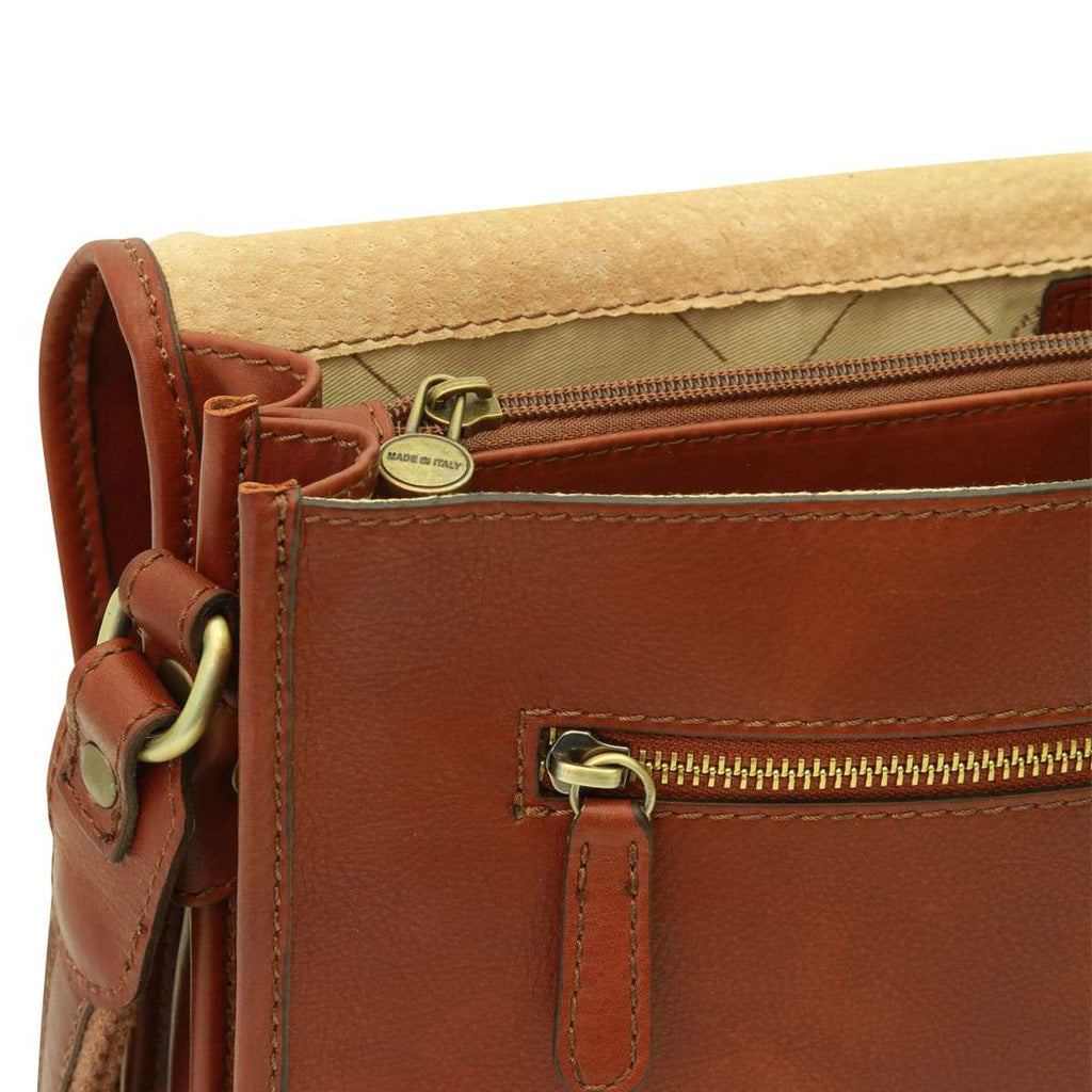 Borsa Messenger in vitello nappato. Marrone  Mogano