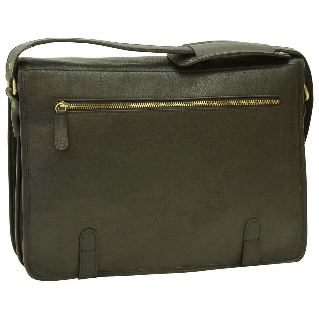 Borsa Messenger in vitello nappato. Nero