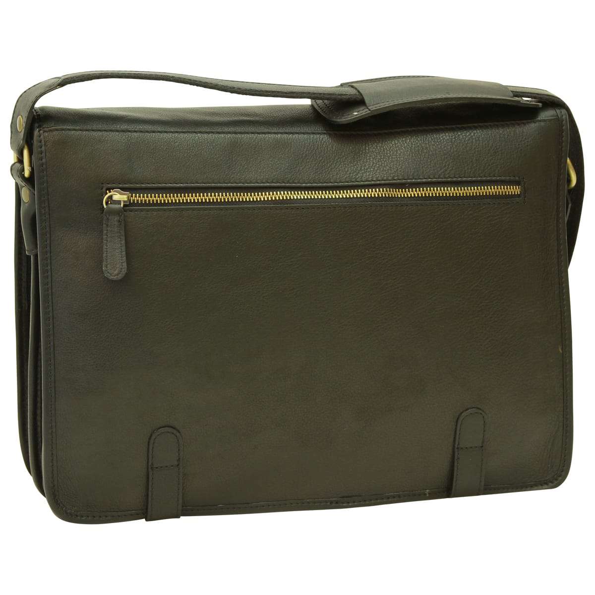 Borsa Messenger in vitello nappato. Nero
