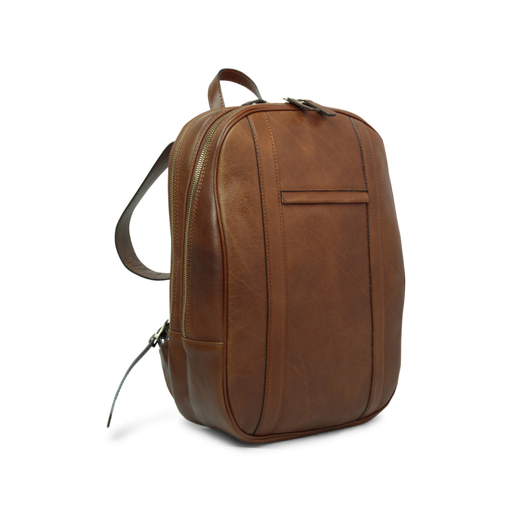 Zaino per laptop in vitello morbido con fascia per trolley-Castagna