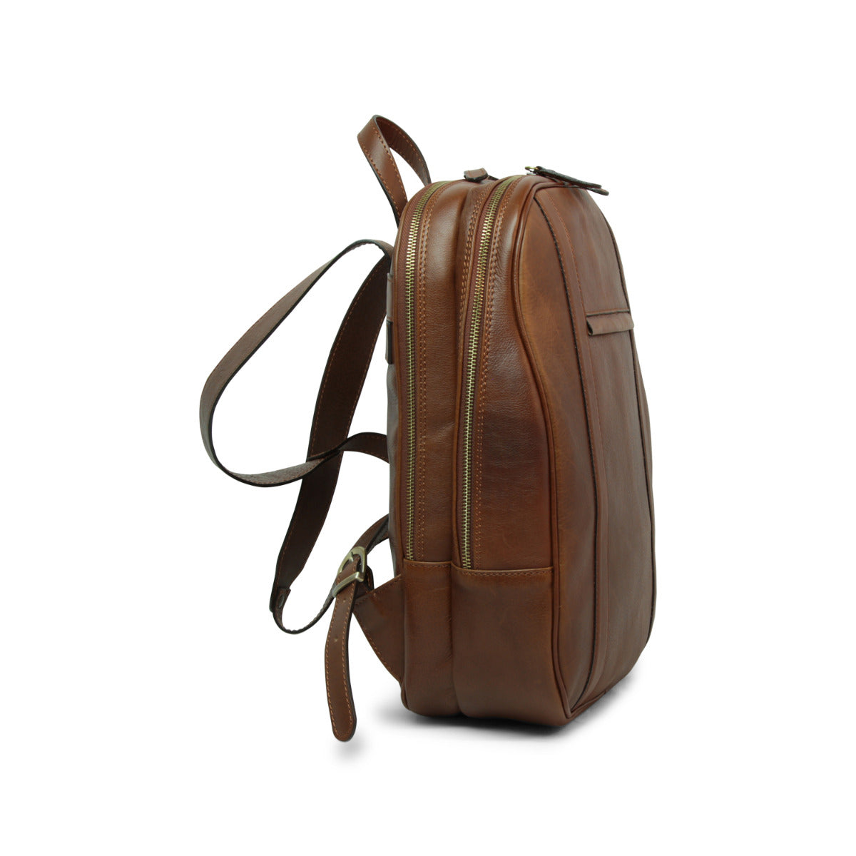 Zaino per laptop in vitello morbido con fascia per trolley-Castagna
