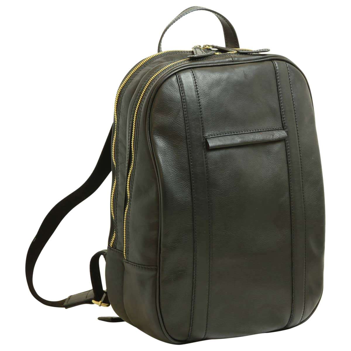 Zaino per laptop in vitello morbido con fascia per trolley.Nero