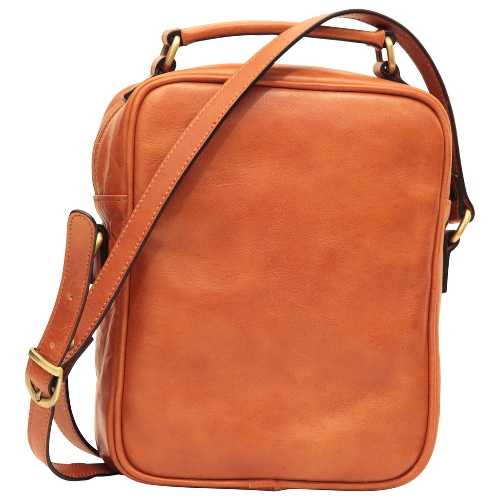 Borsa a tracolla con tasca frontale. Marrone Coloniale