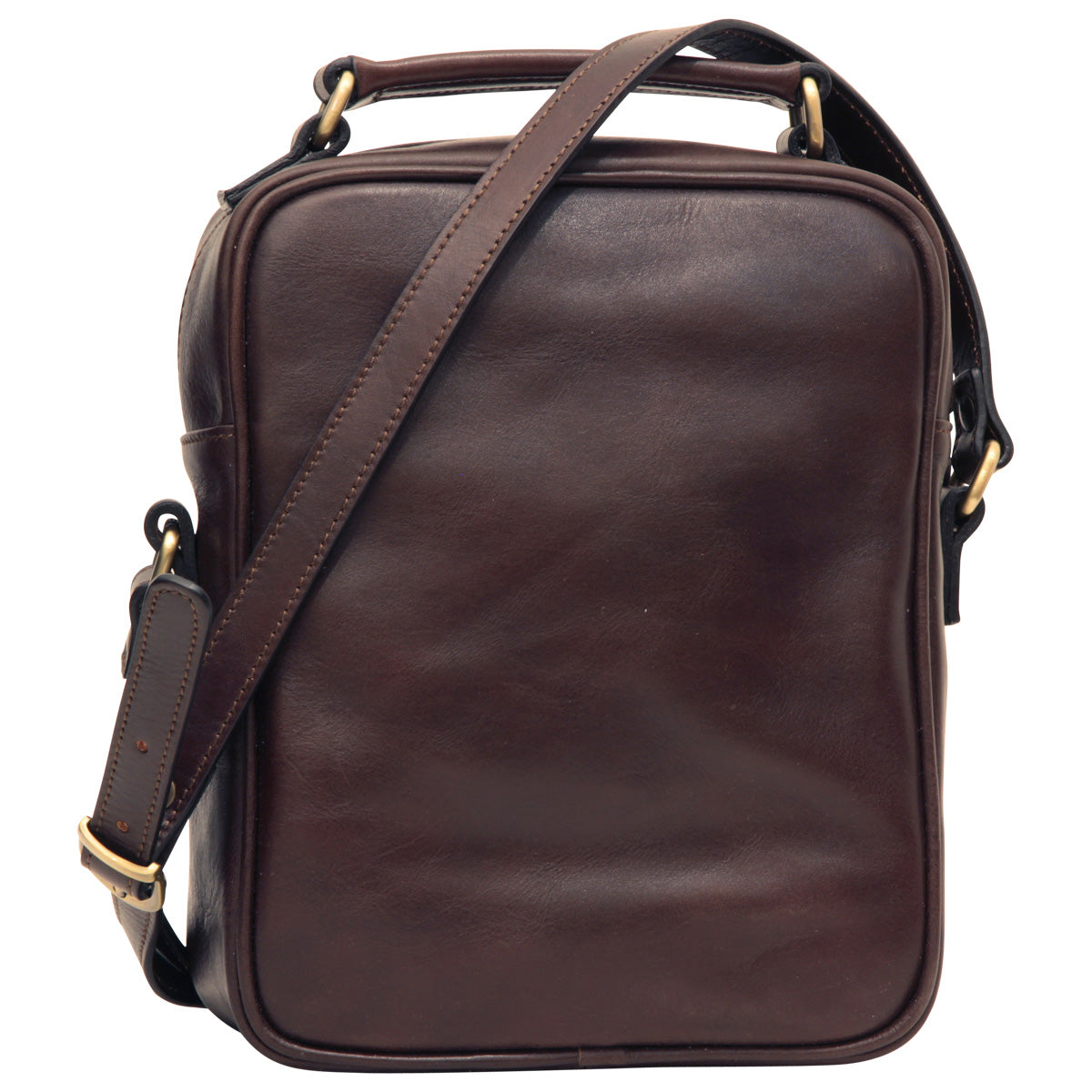 Borsa a tracolla con tasca frontale. Marrone Scuro