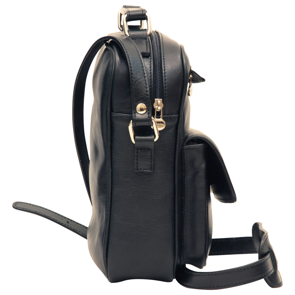 Borsa a tracolla con tasca frontale. Nero