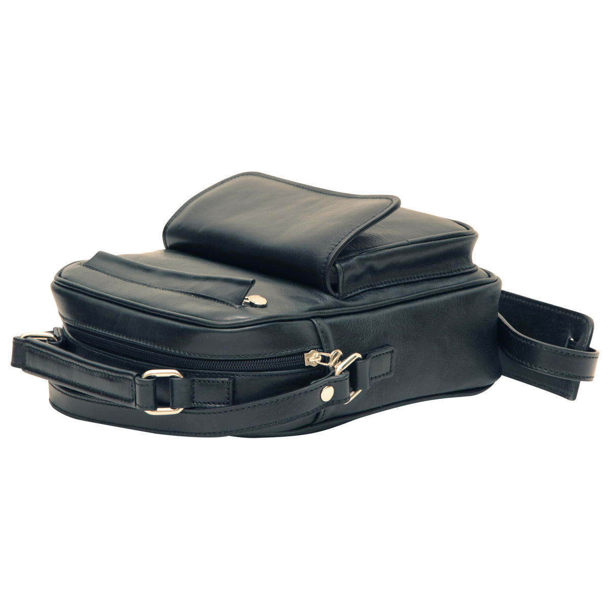 Borsa a tracolla con tasca frontale. Nero