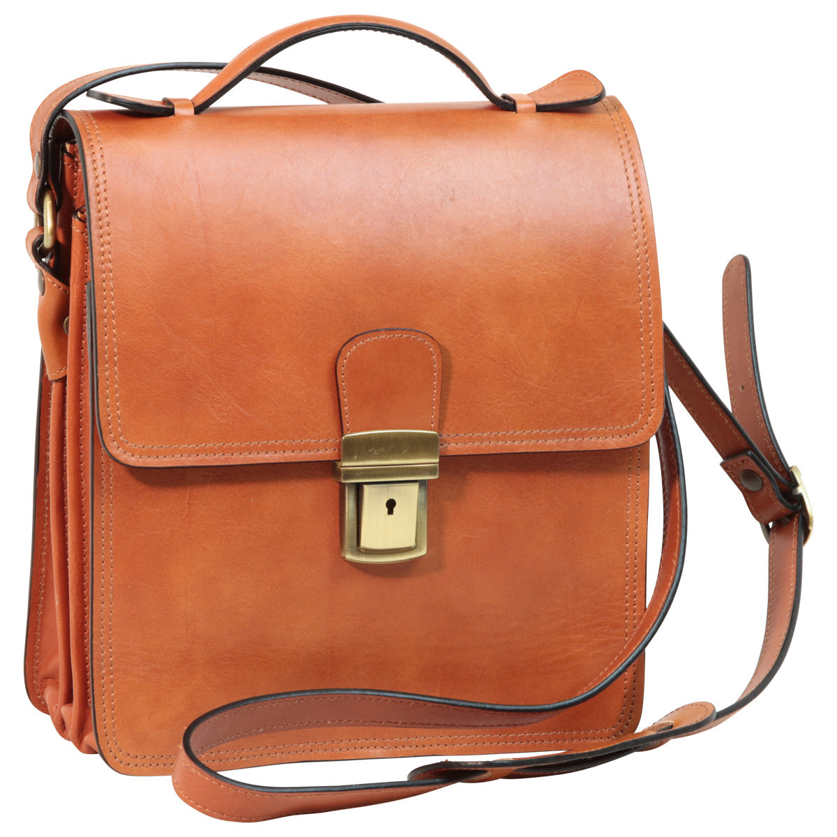 Borsa a tracolla in pelle. Marrone Coloniale