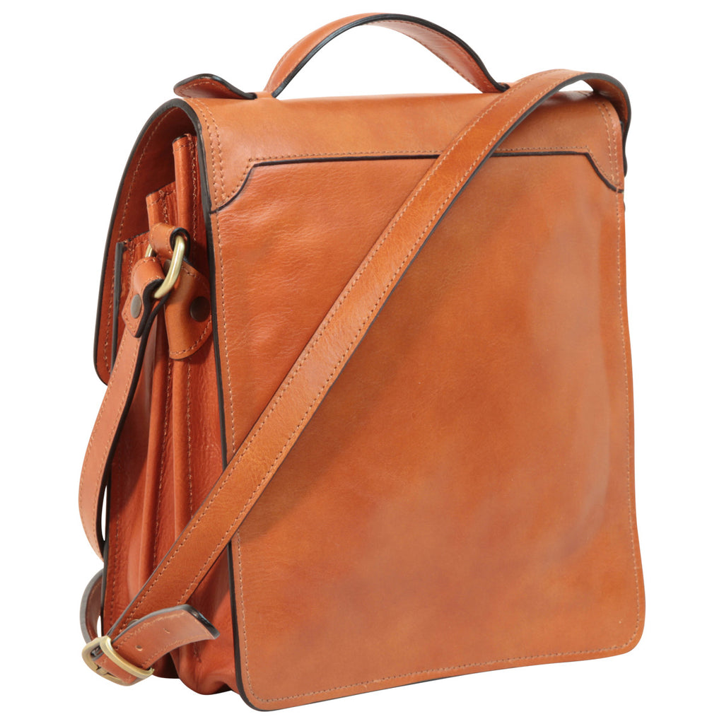Borsa a tracolla in pelle. Marrone Coloniale