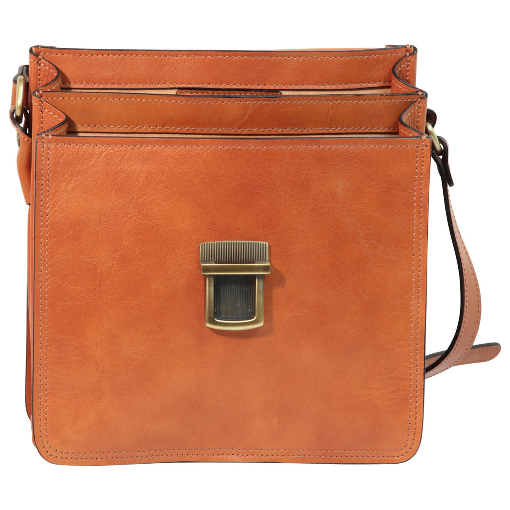 Borsa a tracolla in pelle. Marrone Coloniale
