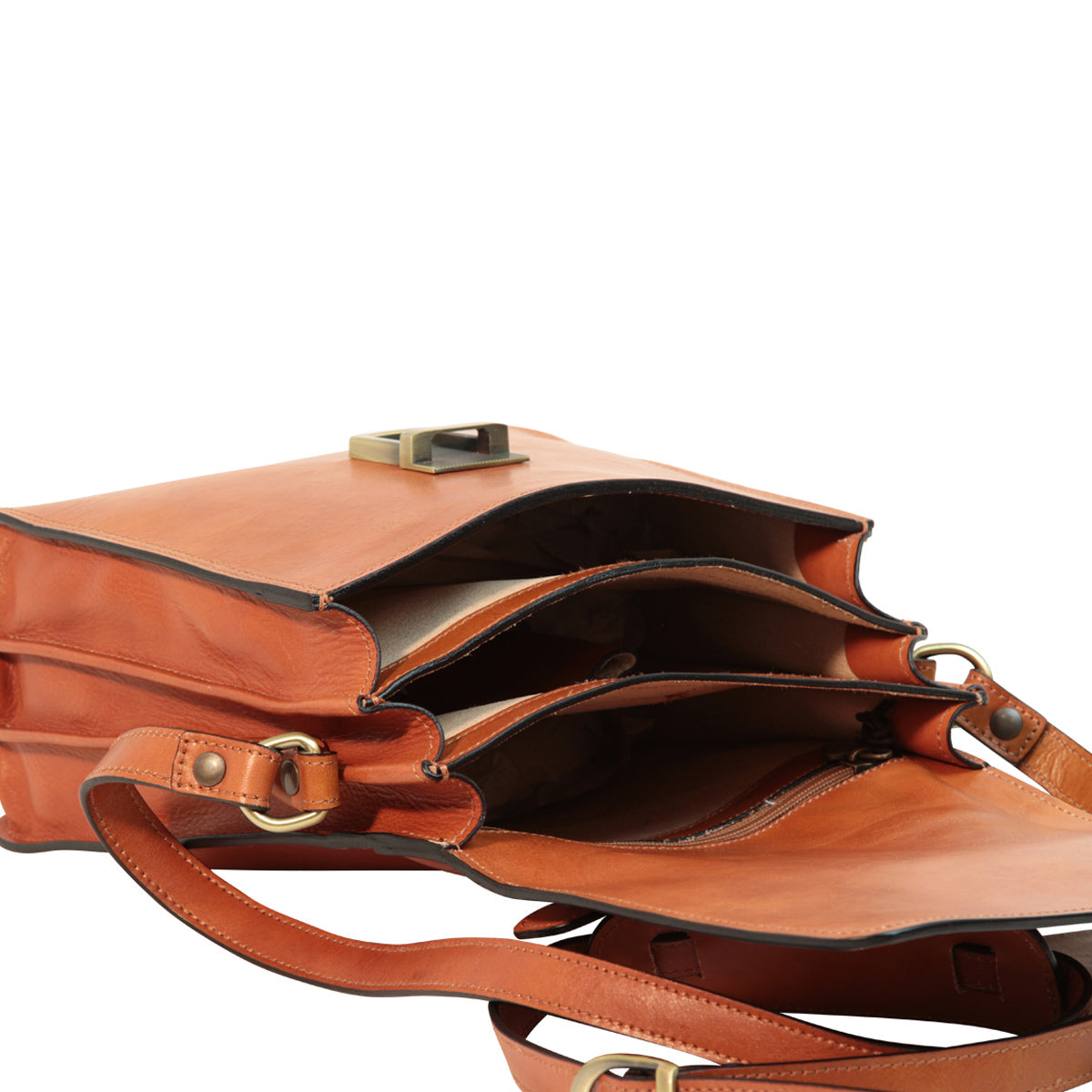 Borsa a tracolla in pelle. Marrone Coloniale