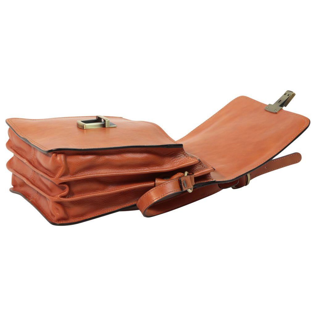 Borsa a tracolla in pelle. Marrone Coloniale