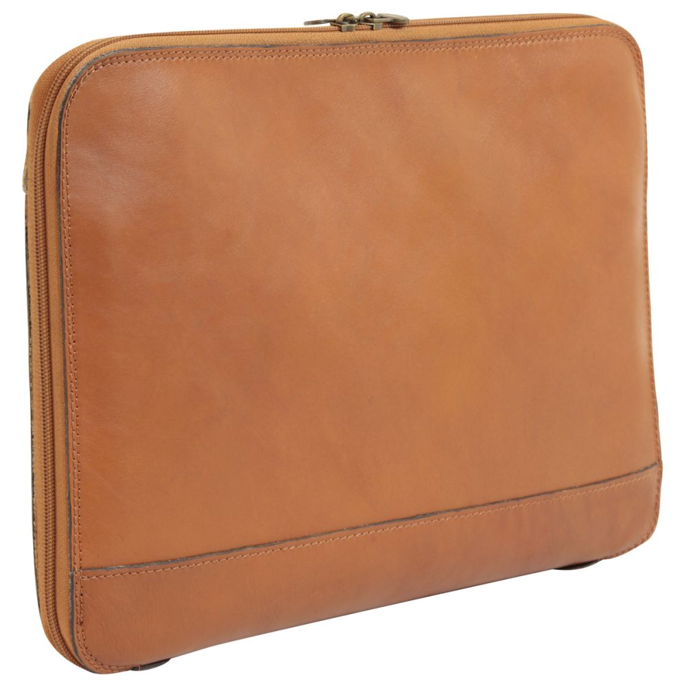 Porta documenti in pelle Old Angler marrone, modello chiuso con zip perimetrale