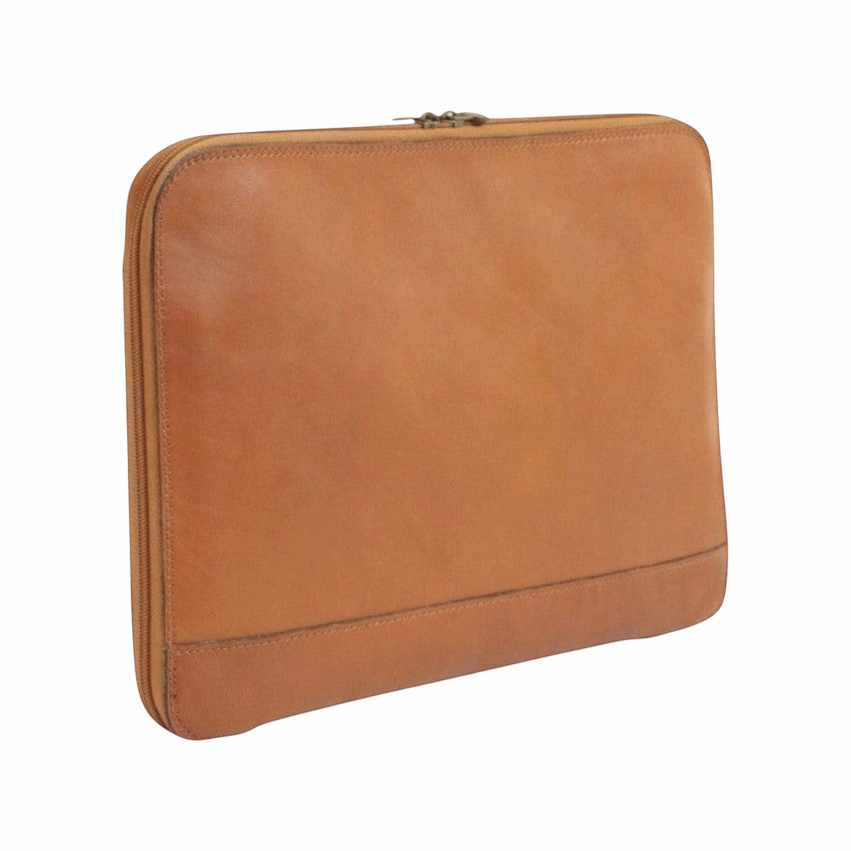 Porta documenti in pelle Old Angler marrone, modello chiuso con zip perimetrale