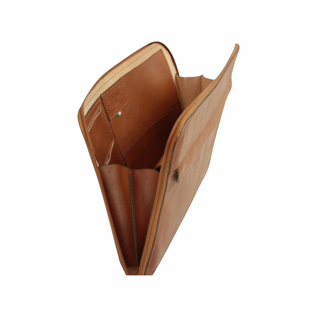 Porta documenti in pelle Old Angler marrone, interno con tasche e scomparti