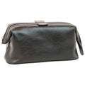 Astuccio beauty in pelle nera con maniglia superiore e zip perimetrale