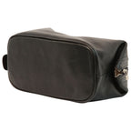 Astuccio beauty in pelle nera con maniglia laterale e zip in metallo sul lato