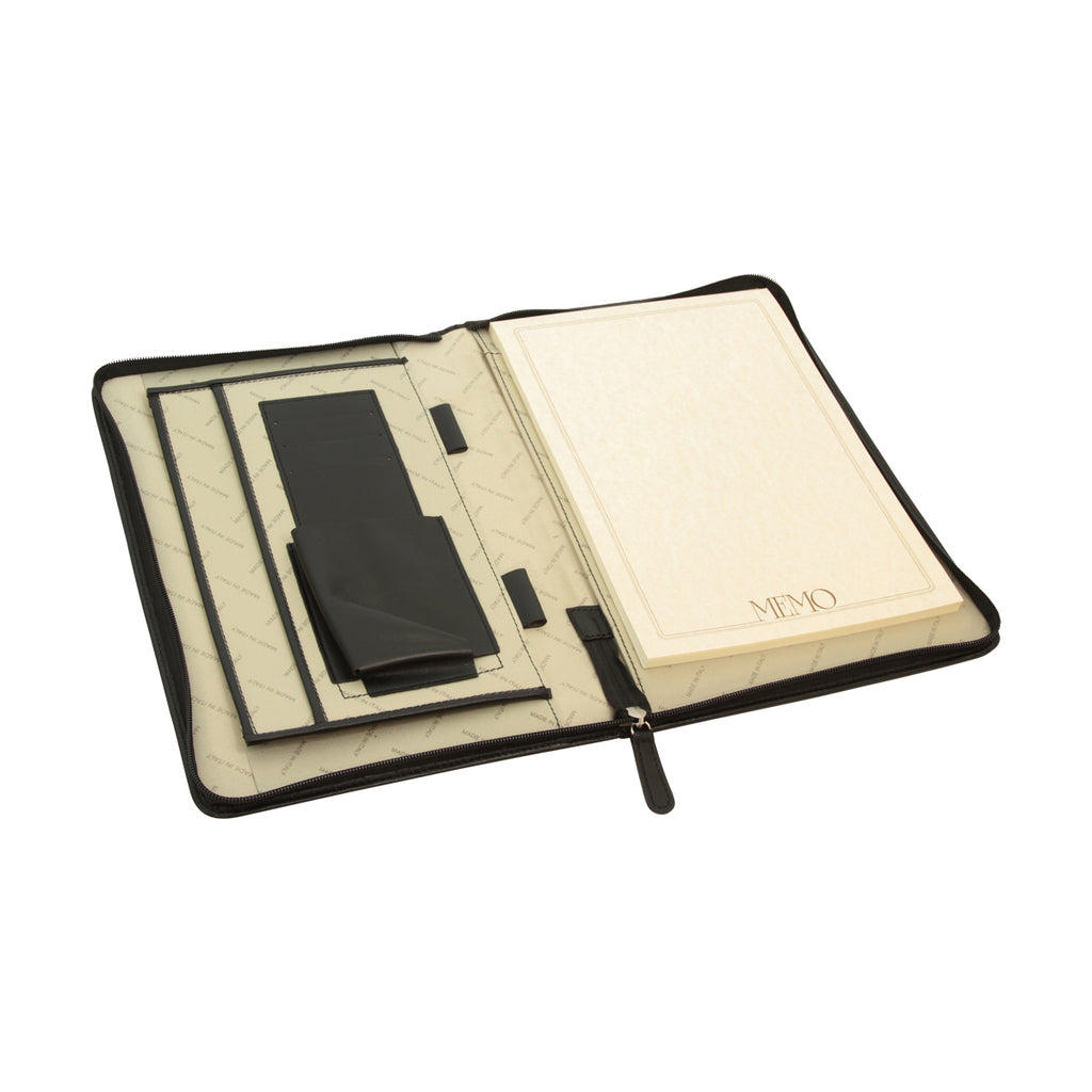 Porta documenti con chiusura con zip. Nero