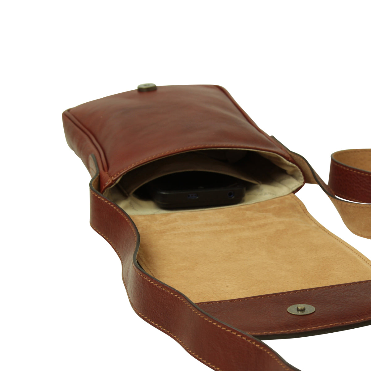 Borsa a tracolla in pelle- Mogano