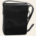 Borsa a tracolla in pelle nera con cuciture in evidenza e tracolla