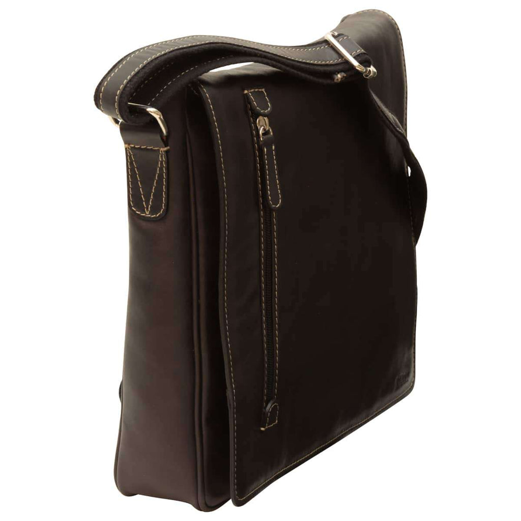 Borsa Messenger in pelle. Nero
